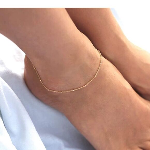 ✨Re-Stocked✨ 14k Gold Satellite Chain Anklet Ankle Bracelet - Picture 5 of 7